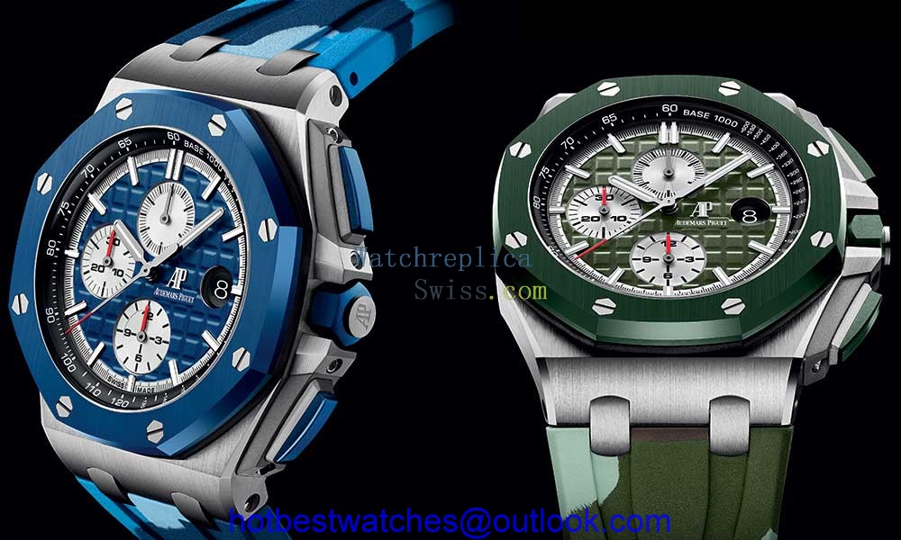 audemars piguet royal oak offshore camo green and blue different views
