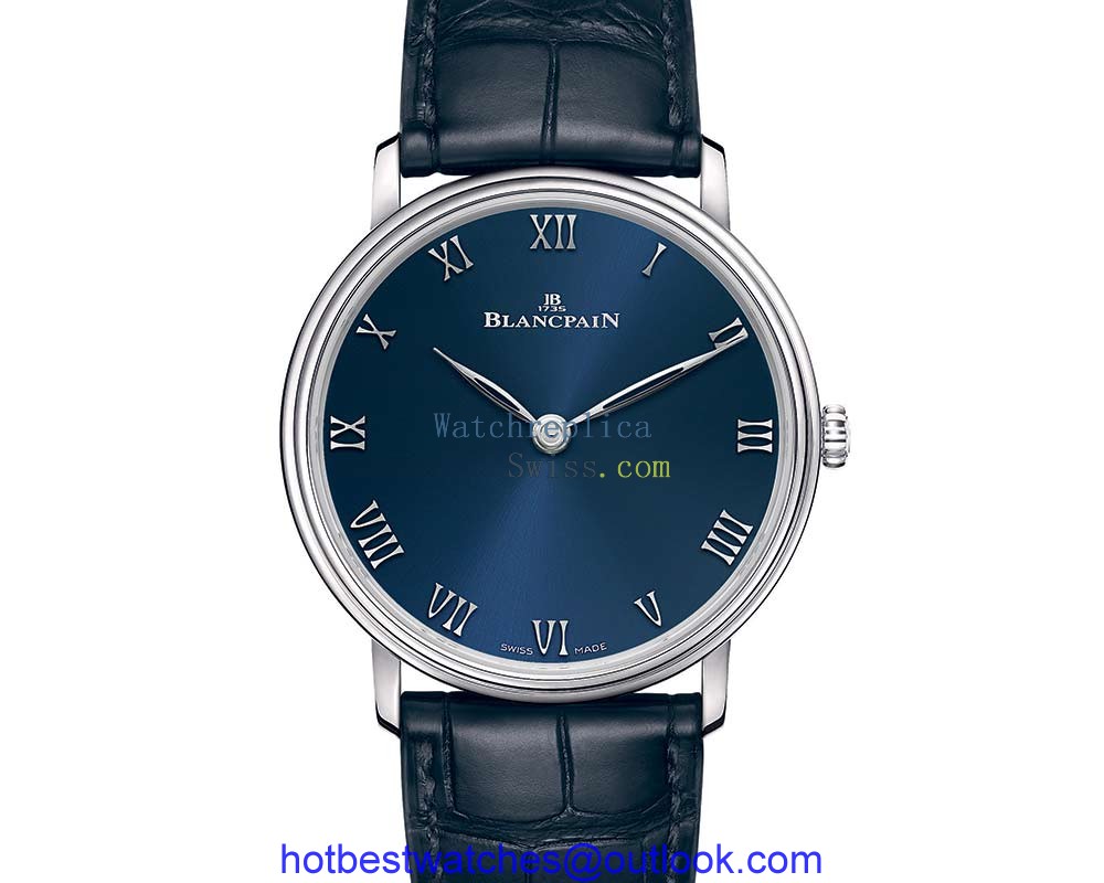 blancpain villeret ultrathin blue closeup