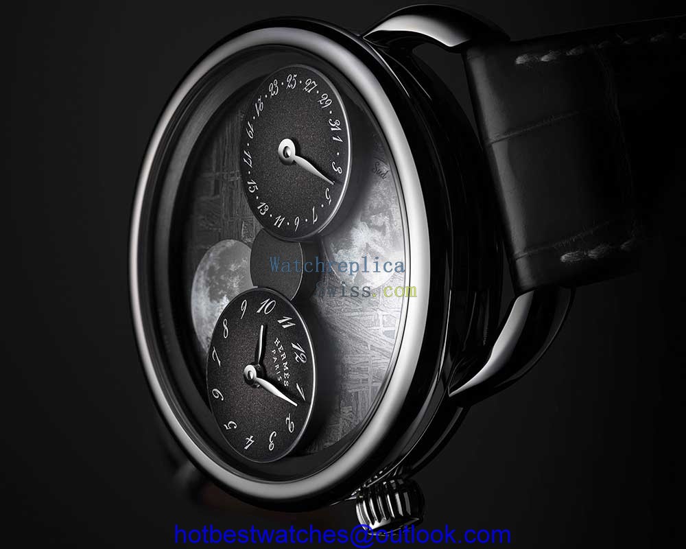 hermes arceau heure de la lune closeup meteorite