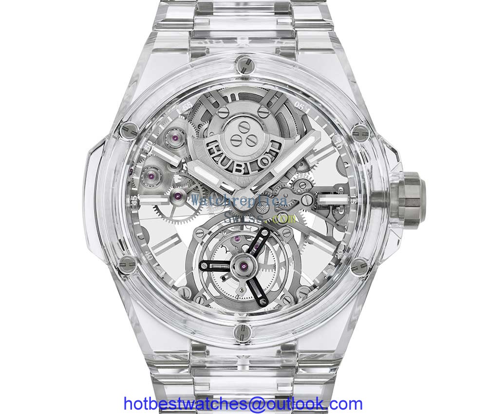 hublot big bang integral tourbillon full sapphire closeup
