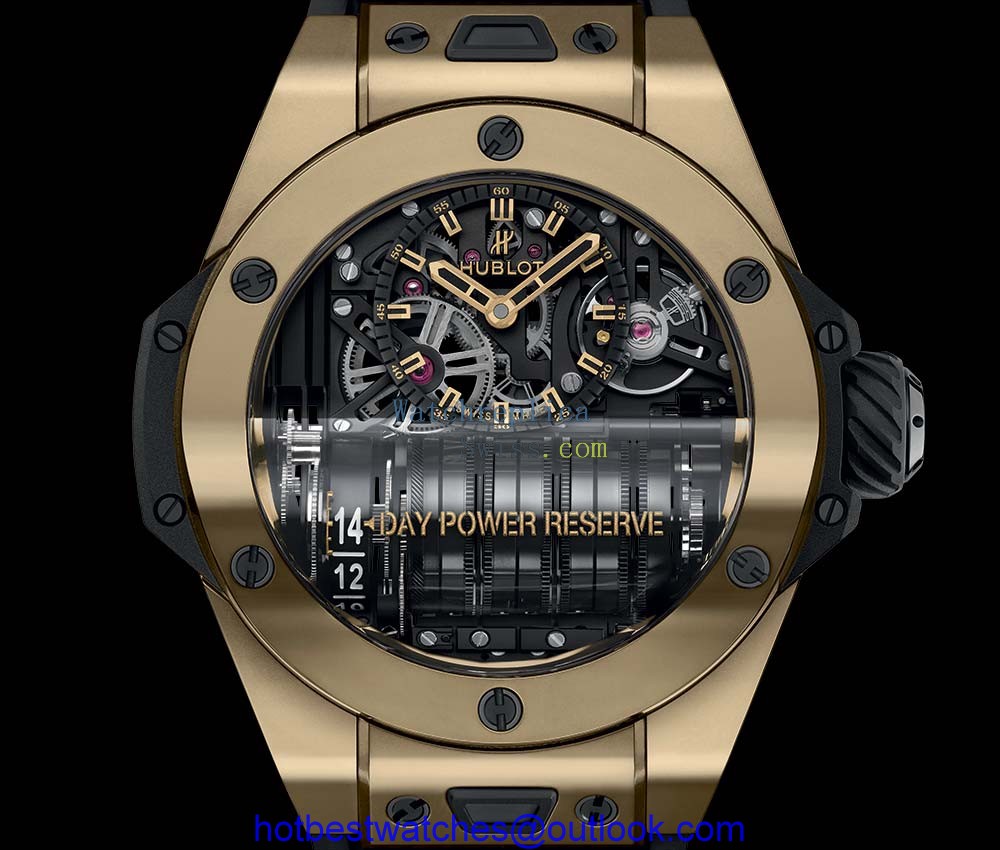 hublot big bang mp 11 magic gold closeup