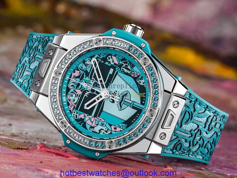 hublot big bang one click marc ferrero closeup blue version