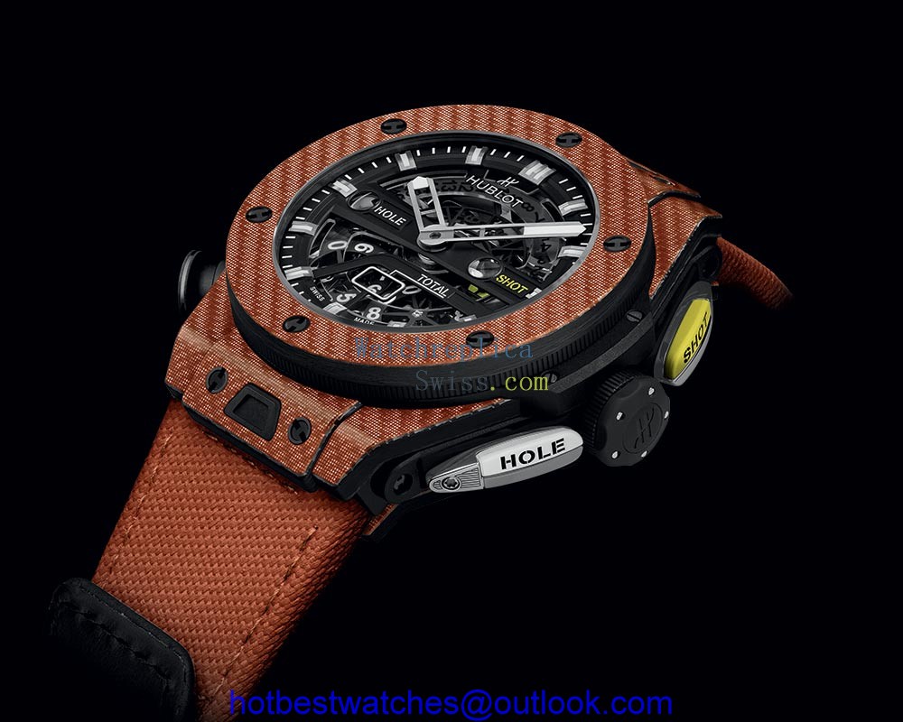 hublot big bang unico golf orange carbon closeup