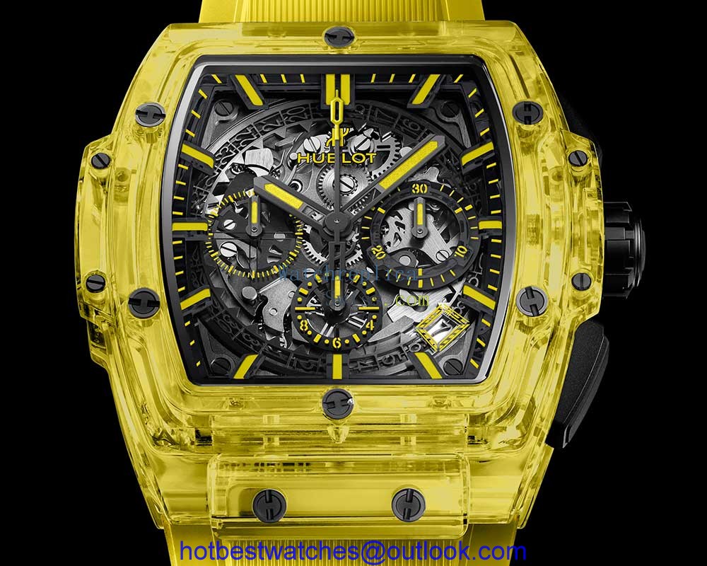 hublot spirit big bang yellow sapphire closeup