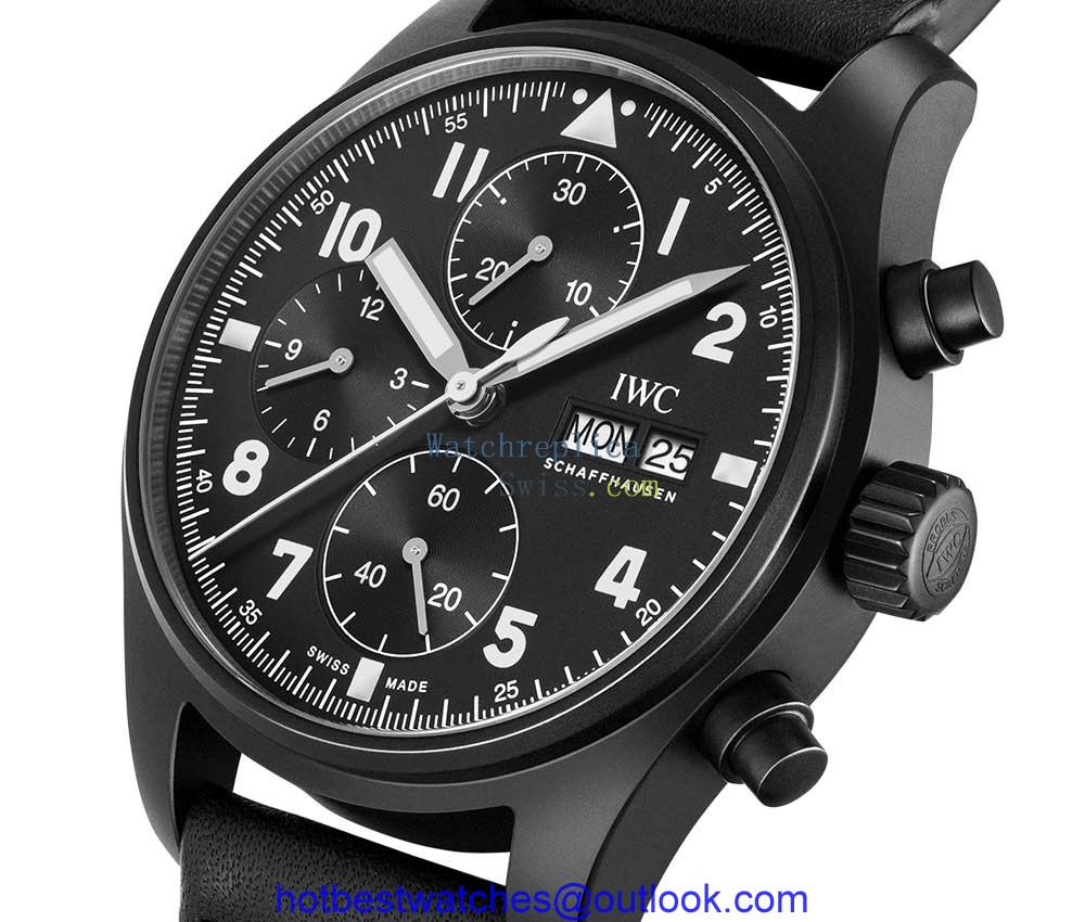 iwc pilots watch chronograph tribute 3705 side black