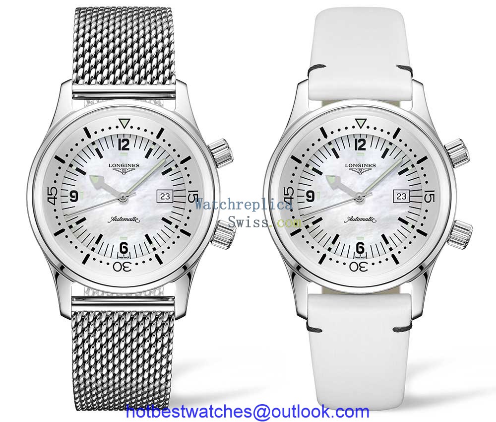 longines legend diver watch nacre both straps