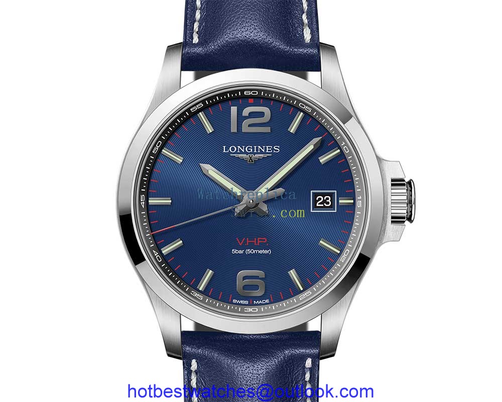 longines vhp conquest leather closeup