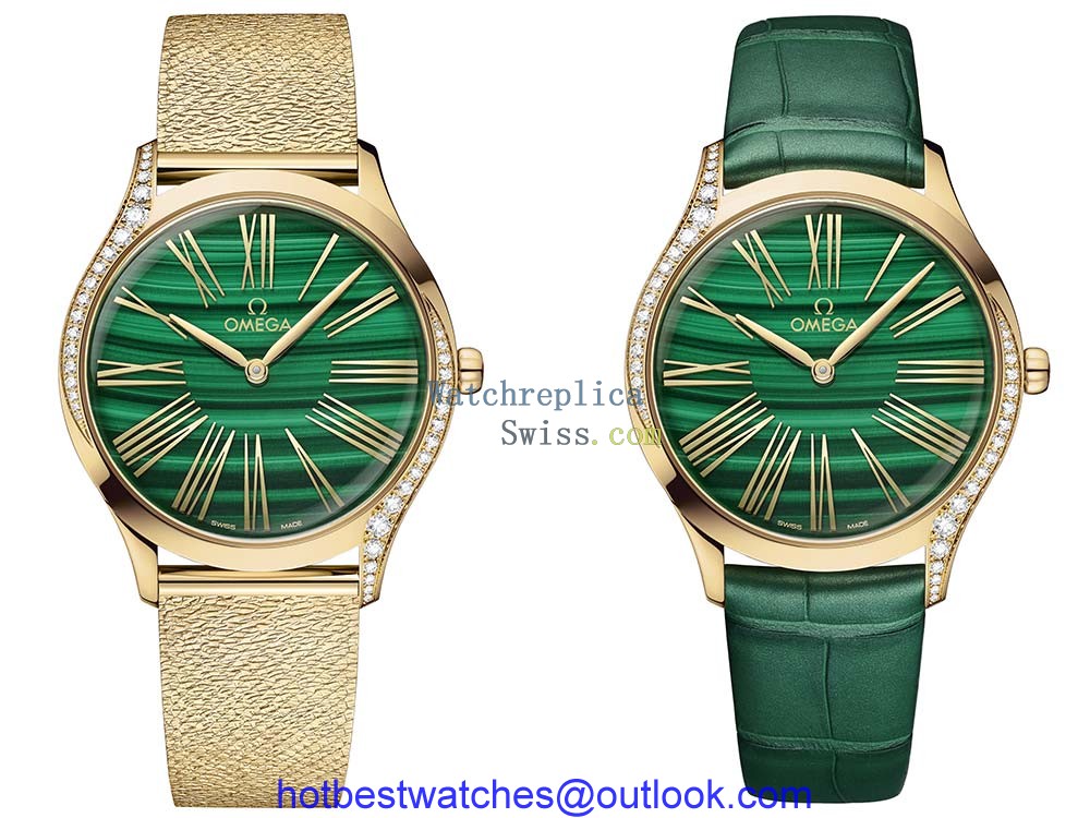 omega de ville tresor malachite 2021 both straps