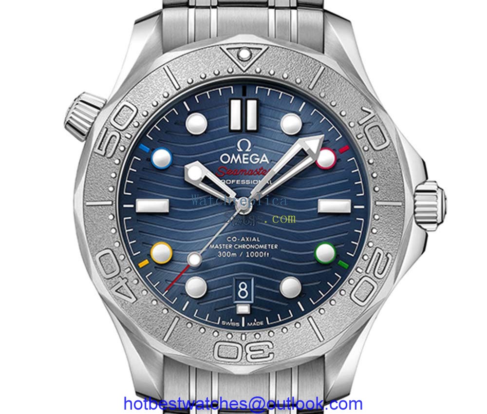omega seamaster diver 300 special beijing 2022 closeup