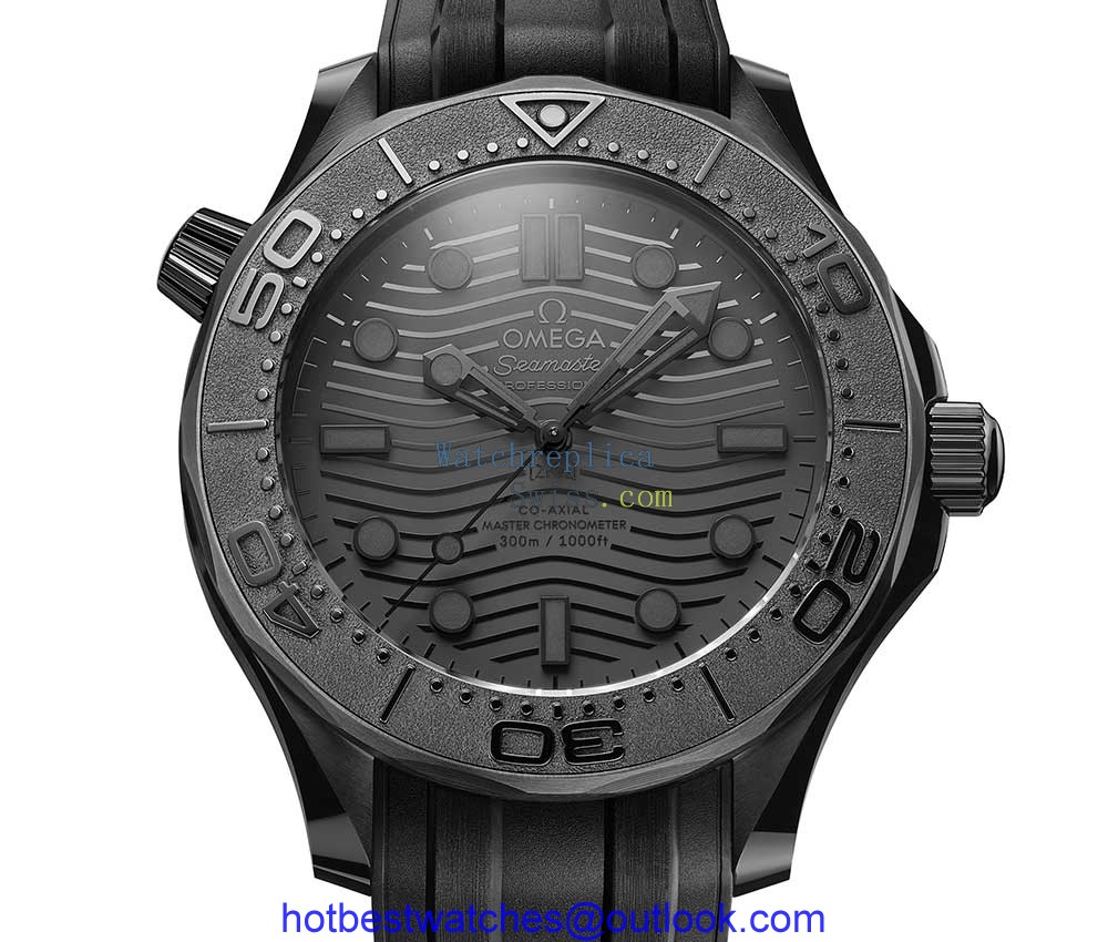 omega seamaster diver 300 m black closeup
