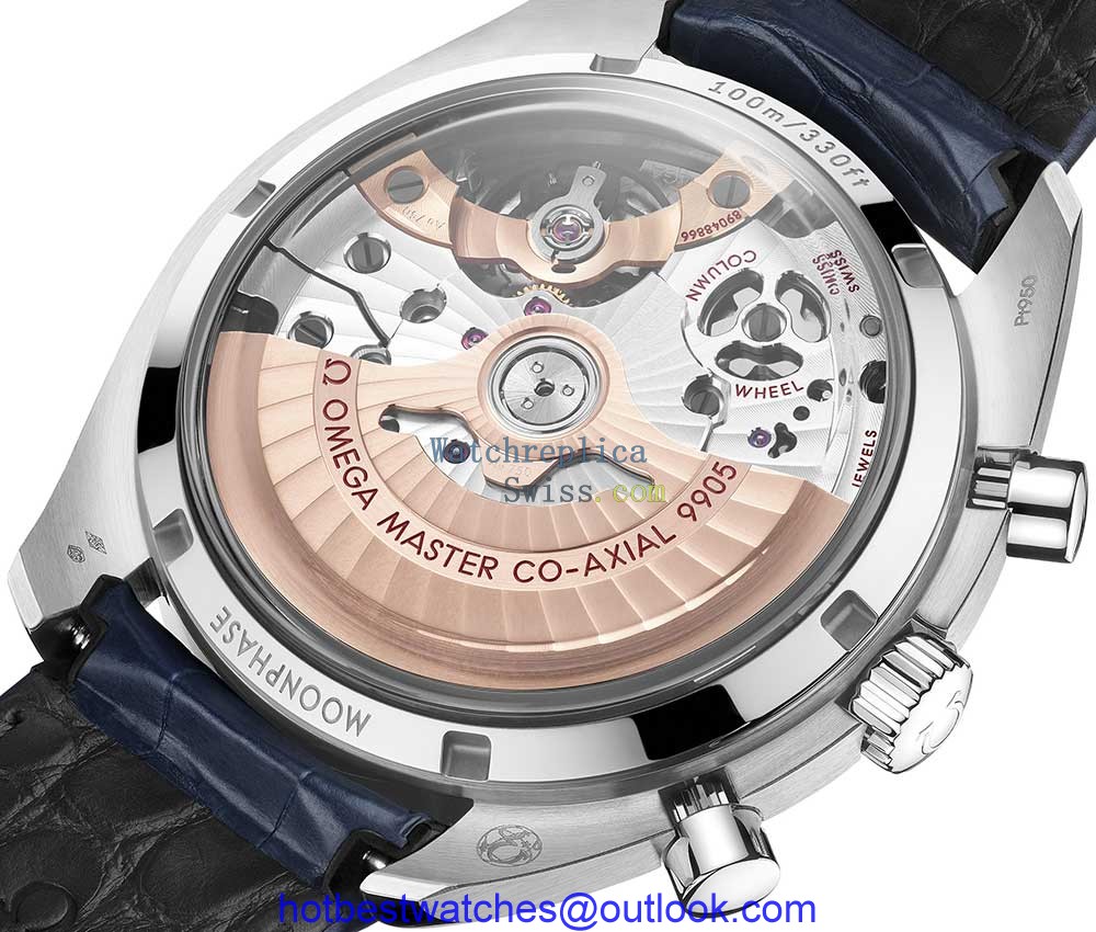 omega speedmaster moonphase caseback closeup