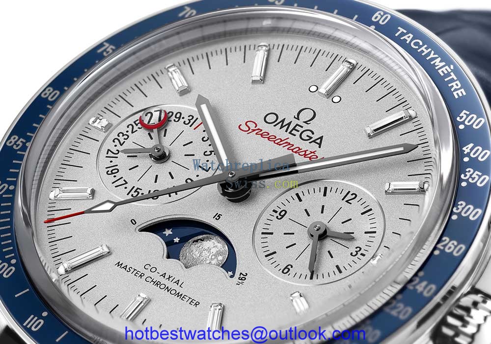 omega speedmaster moonphase dial closeup