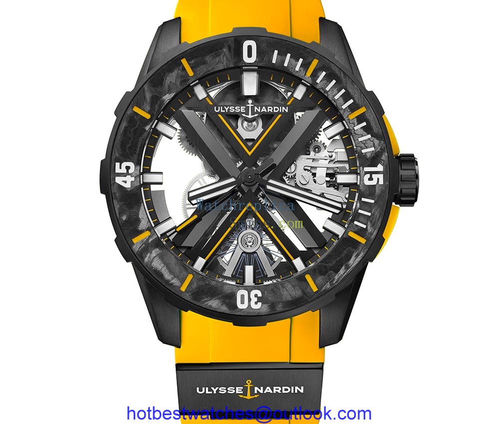 ulysse nardin diver skeleton black seddiqi edition yellow strap