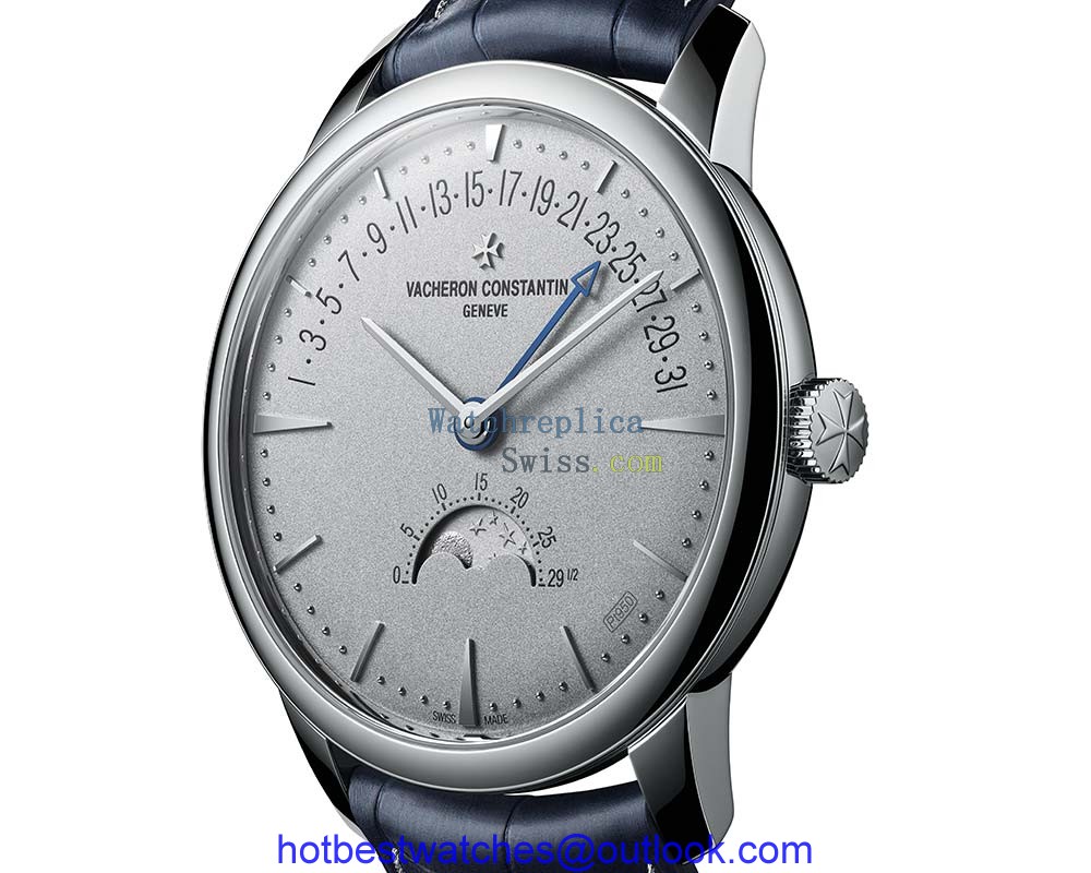 vacheron constantin patrimony moon-phase retro date platinium closeup