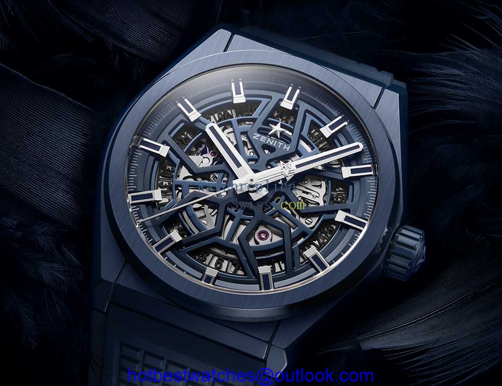zenith defy classic ceramic closeup blue dial