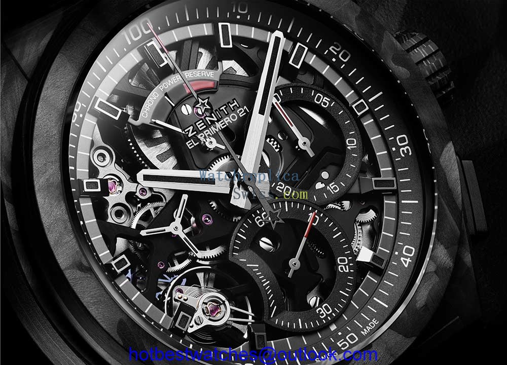 zenith defy el primero 21 carbon dial closeup