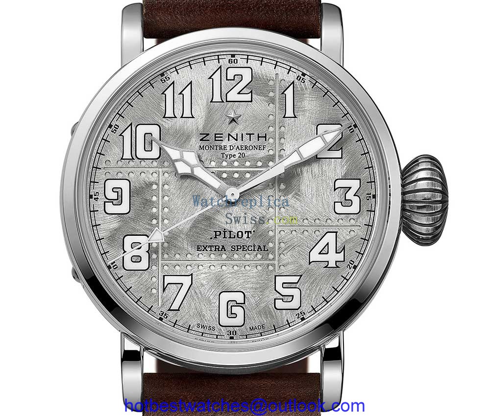 zenith pilot type 20 extra special silver closeup