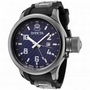 Invicta Russian Diver Blue Dial Black Polyurethane Men's Watch 0059
