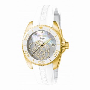 Invicta Angel Mother of Pearl Dial White Rubber Ladies Watch 0488