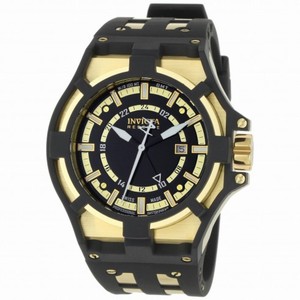 Invicta Reserve Collection Akula GMT Black and Gold Dial Black Polyurethane Men's Watch 0630