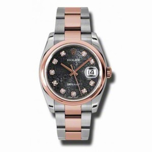 Rolex Datejust Black Jubilee Dial Automatic Pink Gold and Stainless Steel Men's Watch 116201BKJDO