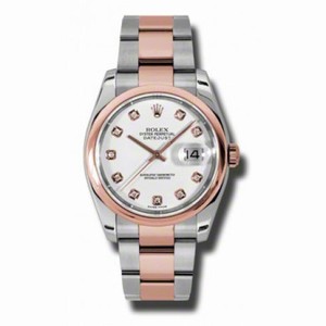 Rolex Datejust White Dial Automatic Pink Gold and Steel Men's Watch 116201WDO