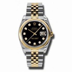Rolex Datejust Black Automatic Stainless Steel and 18K Yellow Gold Men's 116203BKDJ