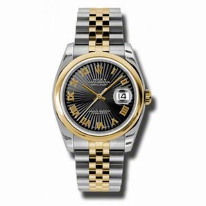 Rolex Datejust Black Automatic Stainless Steel and 18K Yellow Gold Men's 116203BKSBRJ