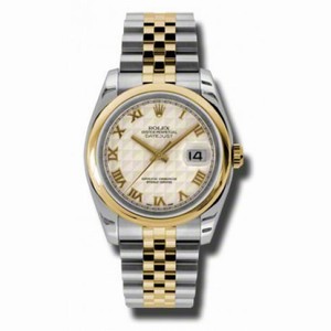 Rolex Datejust Ivory Pyramid Automatic Stainless Steel and 18K Yellow Gold Men's 116203IPRJ