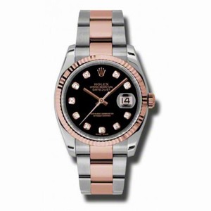 Rolex Datejust Black Automatic Pink Gold and Stainless Steel Men's Watch 116231BKDO