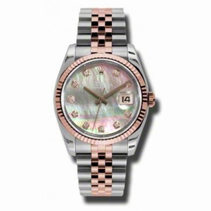 Rolex Datejust Black Mother of Pearl Dial Automatic Pink Gold and Steel Ladies Watch 116231BKMDJ