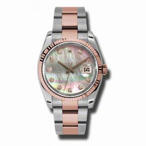 Rolex Datejust Black Mother of Pearl Automatic Pink Gold and Stainless Steel Ladies Watch 116231BKMDO