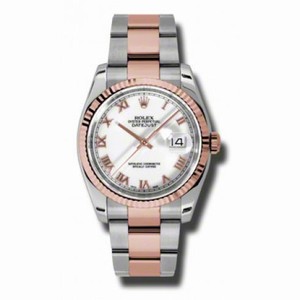 Rolex Datejust White Dial Automatic Pink Gold and Stainless Steel Men's Watch 116231WRO