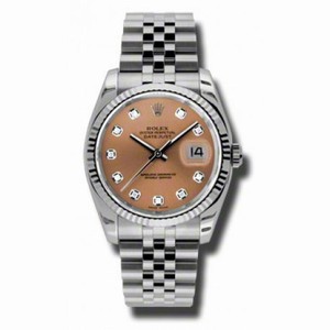 Rolex Datejust Pink Diamond Dial Automatic Stainless Steel Jubilee Men's Watch 116234PDJ