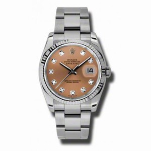 Rolex Datejust Pink Dial Automatic White Gold Bezel Stainless Steel Oyster Men's Watch 116234PDO