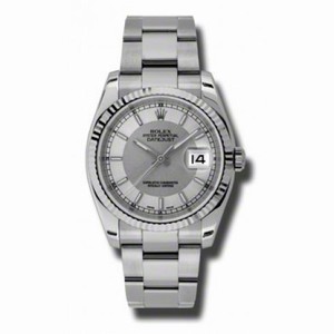 Rolex Datejust Silver Automatic White Gold Bezel Steel Ladies Watch 116234SSTSO
