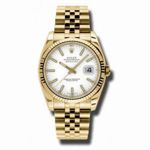 Rolex Datejust White Dial Automatic 18kt Yellow Gold Watch 116238WSJ