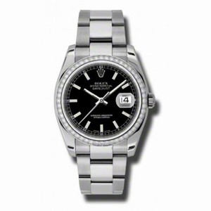 Rolex Datejust Black Dial Automatic Diamond Bezel Steel Ladies Watch 116244BKSO