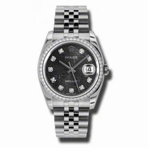 Rolex Datejust Black Dial Automatic Diamond Bezel Steel Ladies Watch 116244BKJDJ