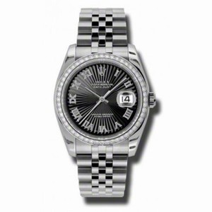 Rolex Datejust Black Dial Automatic Diamond Bezel Steel Ladies Watch 116244BKSBRJ