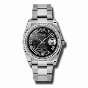 Rolex Datejust Black Dial Automatic Diamond Bezel Steel Ladies Watch 116244BKSBRO