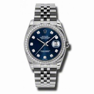 Rolex Datejust Blue Dial Automatic Diamond Bezel Steel  Ladies Watch 116244BLDJ