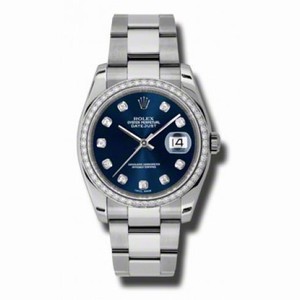 Rolex Datejust Blue Dial Automatic Diamond Bezel Steel Ladies Watch 116244BLDO
