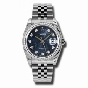 Rolex Datejust Blue Jubilee Automatic Diamond Bezel Steel Ladies Watch 116244BLJDJ