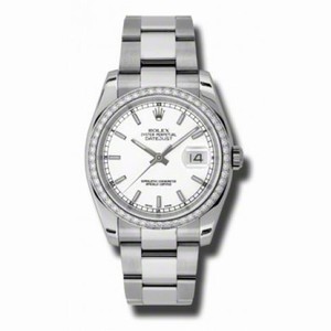 Rolex Datejust White Dial Automatic Diamond Bezel Steel Ladies Watch 116244WSO