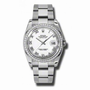 Rolex Datejust White Dial Automatic Diamond Bezel Steel Ladies Watch 116244WRO