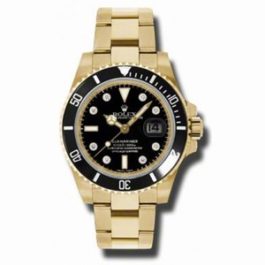 Rolex Submariner Black Dial 18kt Yellow Gold Bracelet Men's Watch 116618