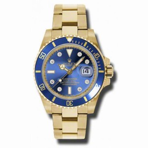 Rolex Submariner Blue Dial 18kt Yellow Gold Bracelet Men's Watch 116618