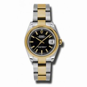 Rolex Datejust Black Dial Automatic Stainless Steel and 18kt Gold Ladies Watch 178243BKSO