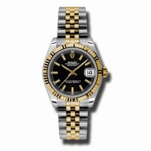 Rolex Datejust Black Dial Automatic Stainless Steel and 18kt Gold Ladies Watch 178273BKSJ